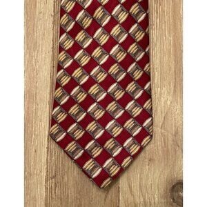 Countess Mara Mens 100% Silk Red Gold Neck Tie Hand Made in Italy